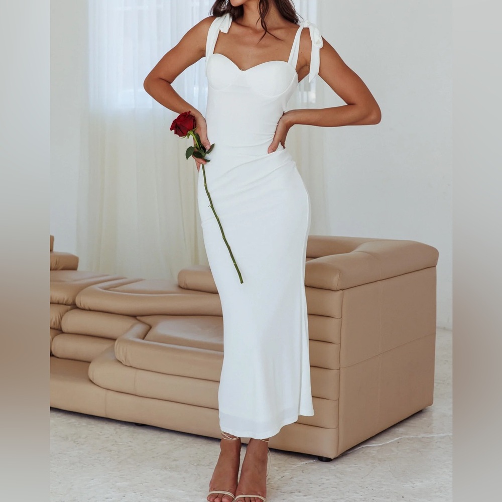 Selfie Leslie White Maxi Dress with Tie Straps